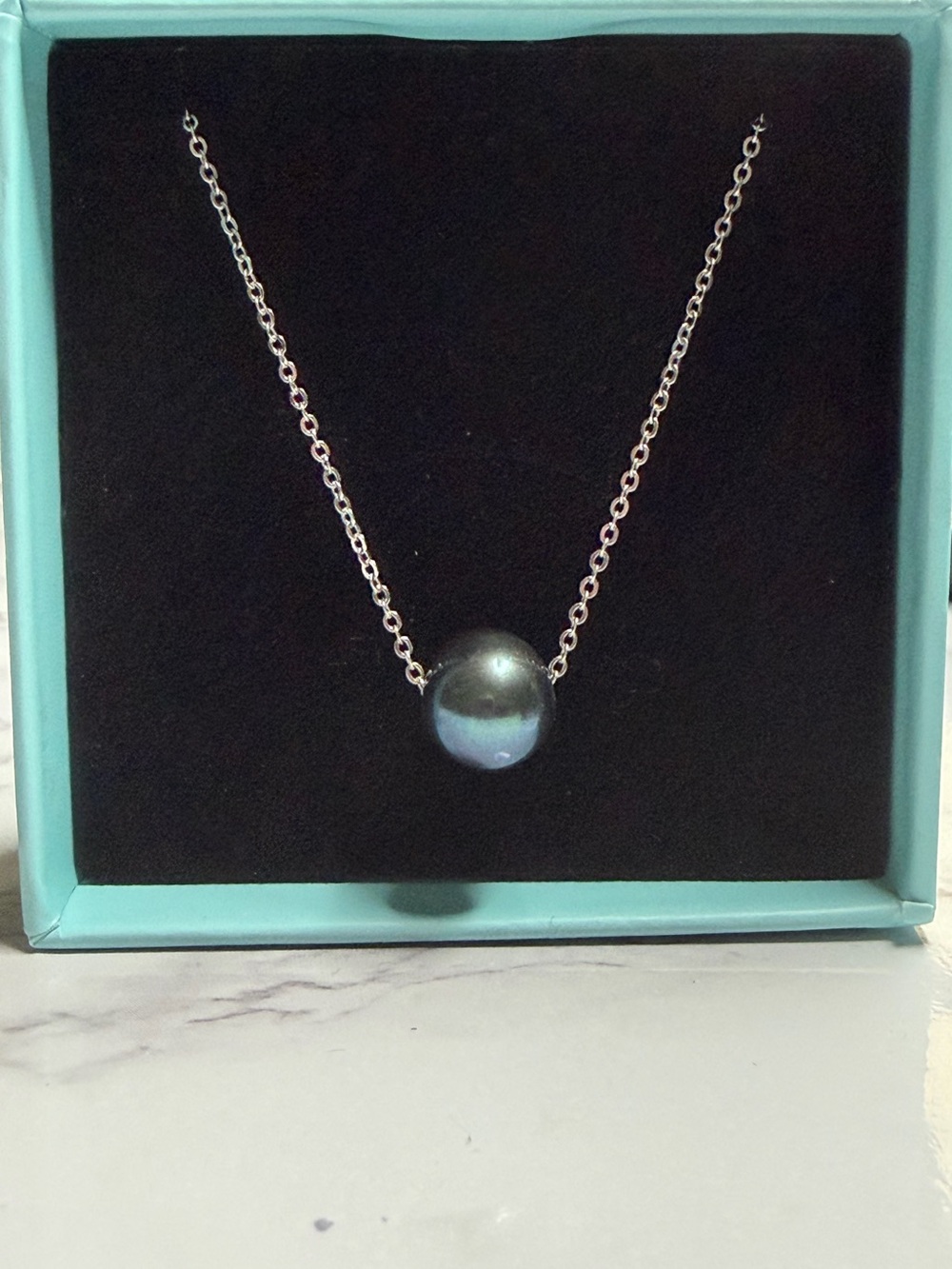 925 Sterling Silver Pearl Necklace - black/grey